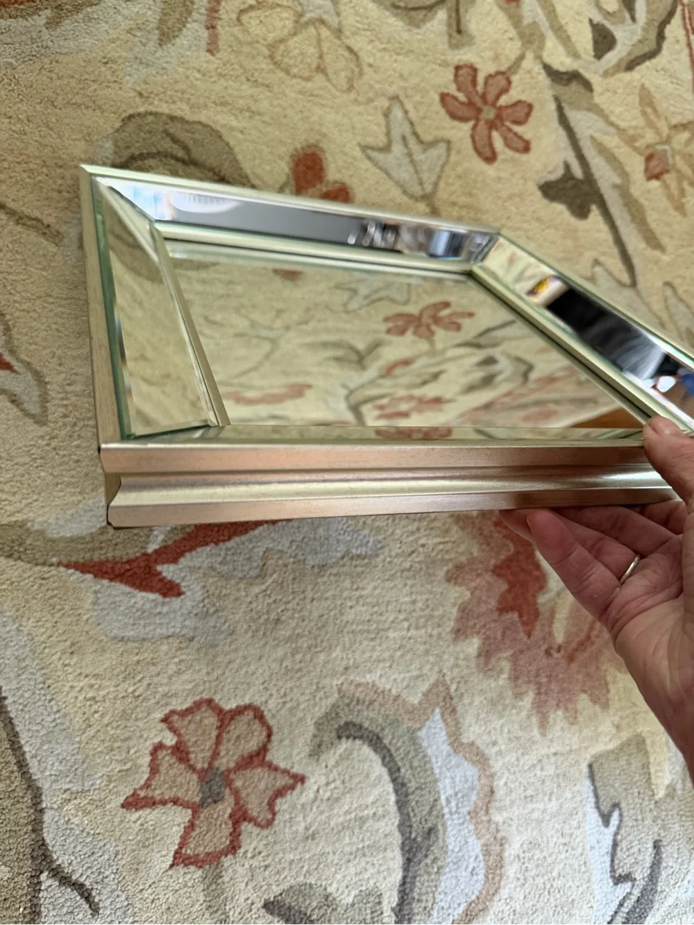 Lovely Framed Square Wall Mirror in Silver